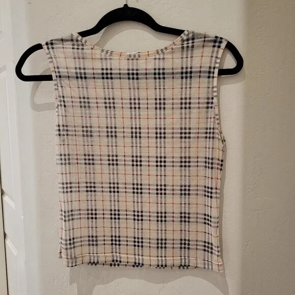 BURBERRY LONDON Vintage Nova Check Sheer Cropped Tank Top - Size: S - Picture 10 of 10